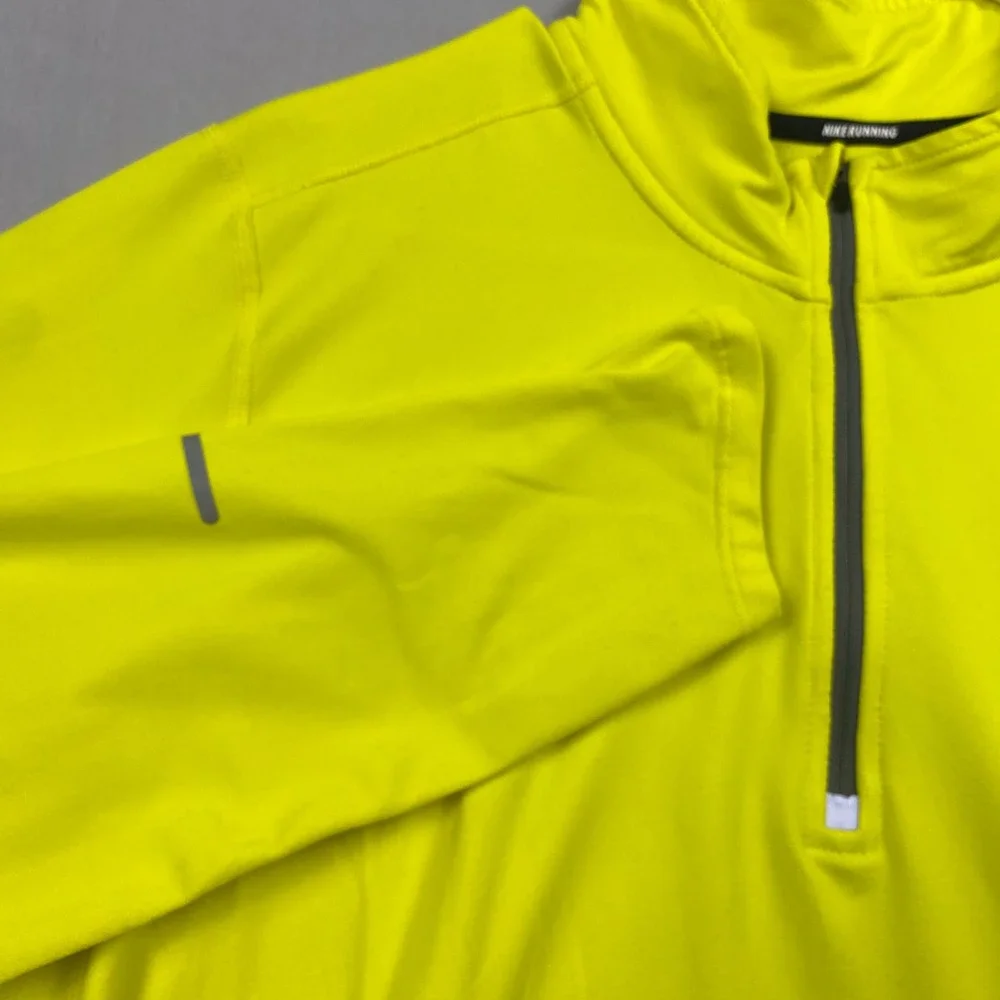 Nike Dri-Fit Half Zip Running Pullover Mens Large Volt Yellow Reflective
